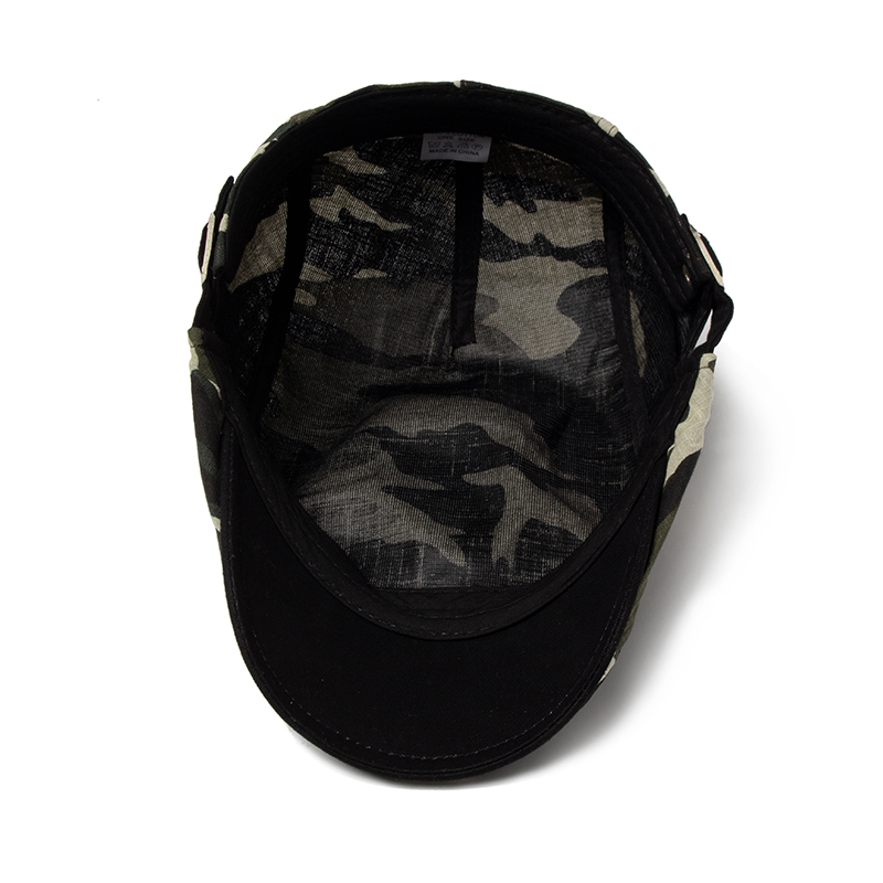 CNTANG Men Camouflage Beret Summer Cotton Linen Sun Cap Thin Breathable Visor Flat Hats Casual Forward Berets Hat Adjustable