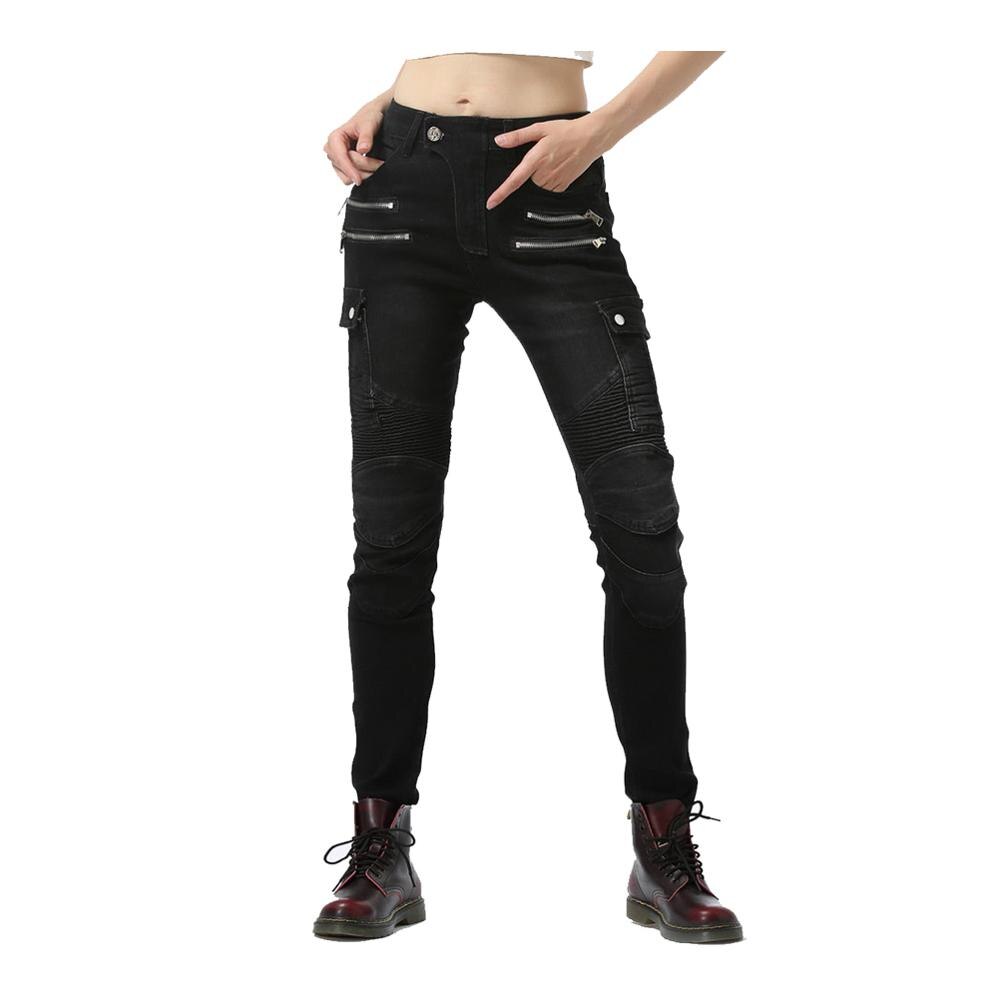 Dame jeans sportsbukser til motorcykel biker hockey skøjteløb ski ridder atv off road 3 farver str. 25,26,27: Sort / 25