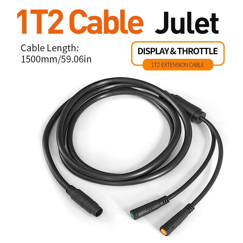 Controlador de Cable impermeable para bicicleta eléctrica 1T4/1T5, luz Ebrake, pantalla de acelerador, accesorios de conversión de Cable para bicicleta eléctrica: Amarillo claro