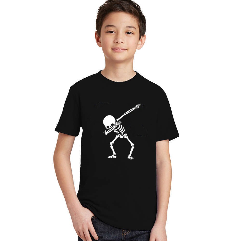 Sjovt danse-kranieprint baby drengetøj sommer kortærmet tynd t-shirt drenge t-shirt alder 1-10 børn t-shirt