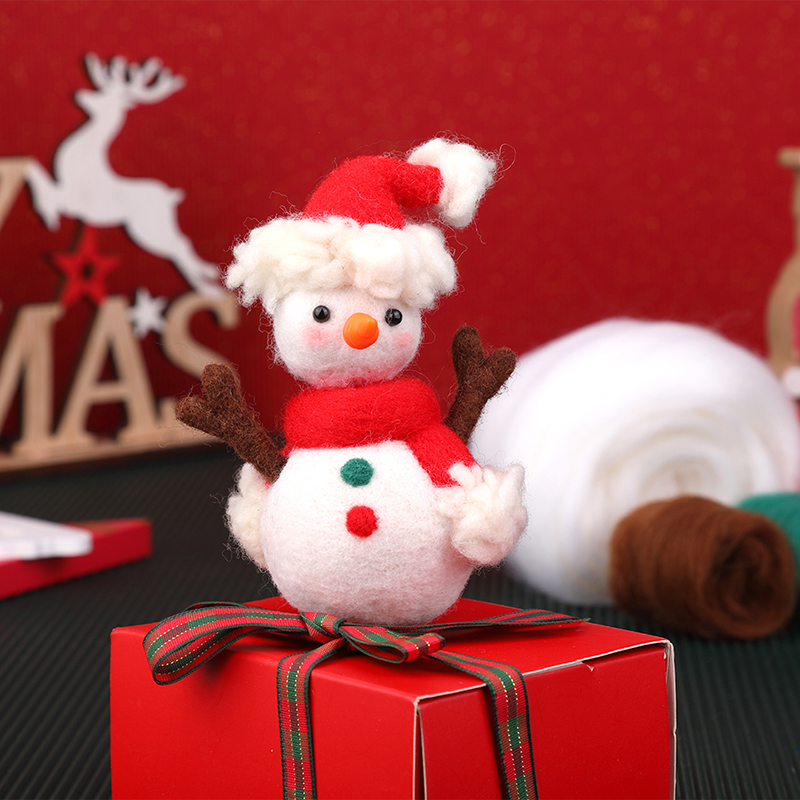 KRABALL-Kit de fieltro de lana navideña con instrucciones de aguja y caja de para hacer muñecas, accesorios artesanales hechos a mano, conjunto de herramientas