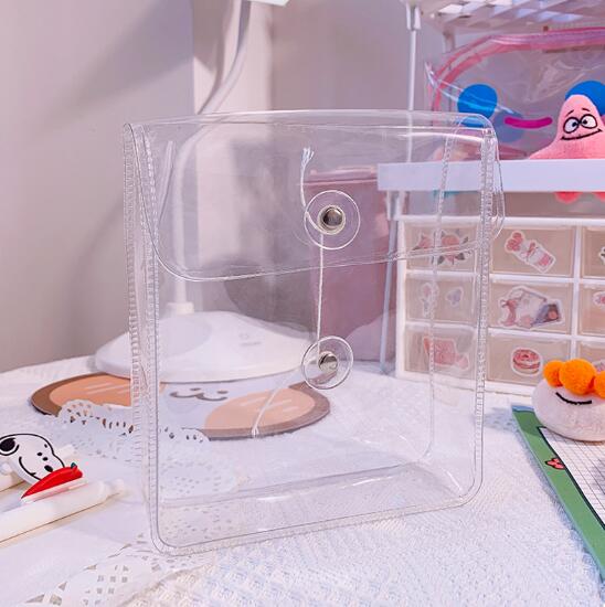 Läpinäkyvä pvc paksunnettu kawaii karhu kani työpöytä järjestäjä penaali meikki säilytyspussi koulun toimisto paperitavarat: 16.5cm puhdasta