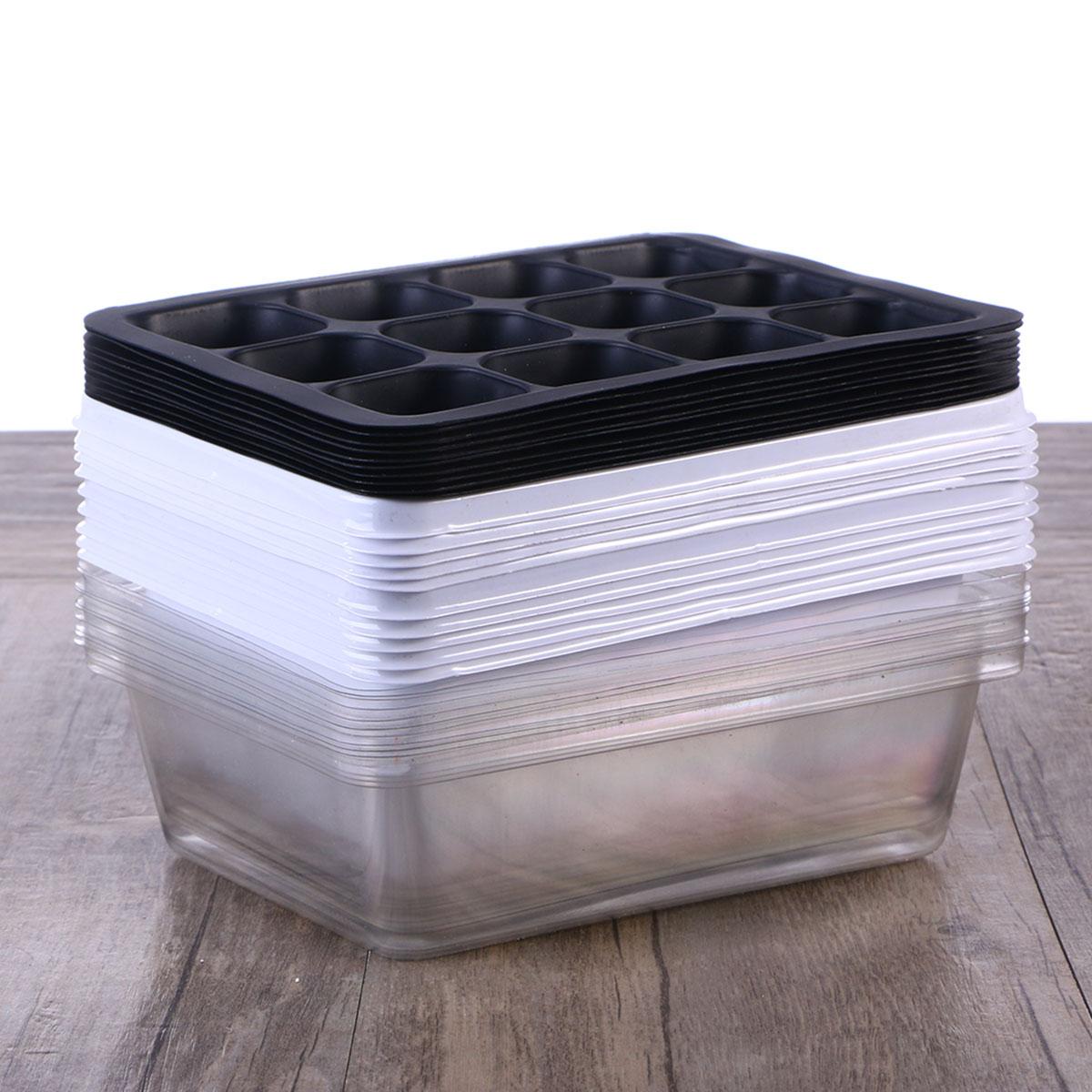 10 Pack Zaailingenplateau Zaad Starter Lade met Koepel en Base 12 Cellen Voor Tuinieren Bonsai-Wit