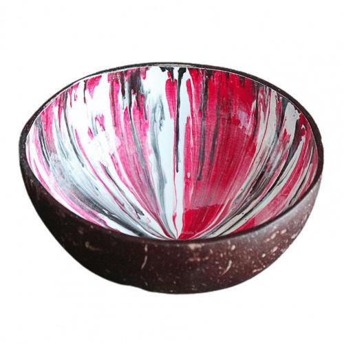 Bols à noix de coco polis, contenant alimentaire peint à la main, bols à bonbons en coquille de noix de coco naturelle lisse, décoration de maison: Rose Red