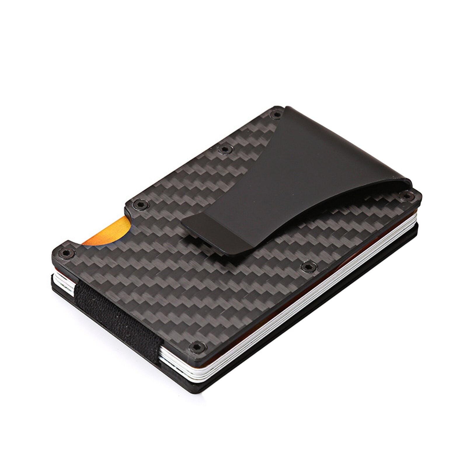 Cards Bag with RFID Blocking Technology Black Plaid Pattern Rectangle Shape Large Capacity Card Bag