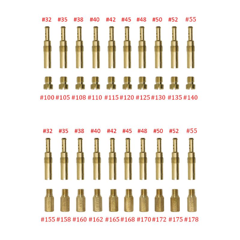 20 Pcs Carburetor Main Jet Kit with Slow/Pilot Jet Set Replacement for GY6 CVK Carburetor Main Jet Kit