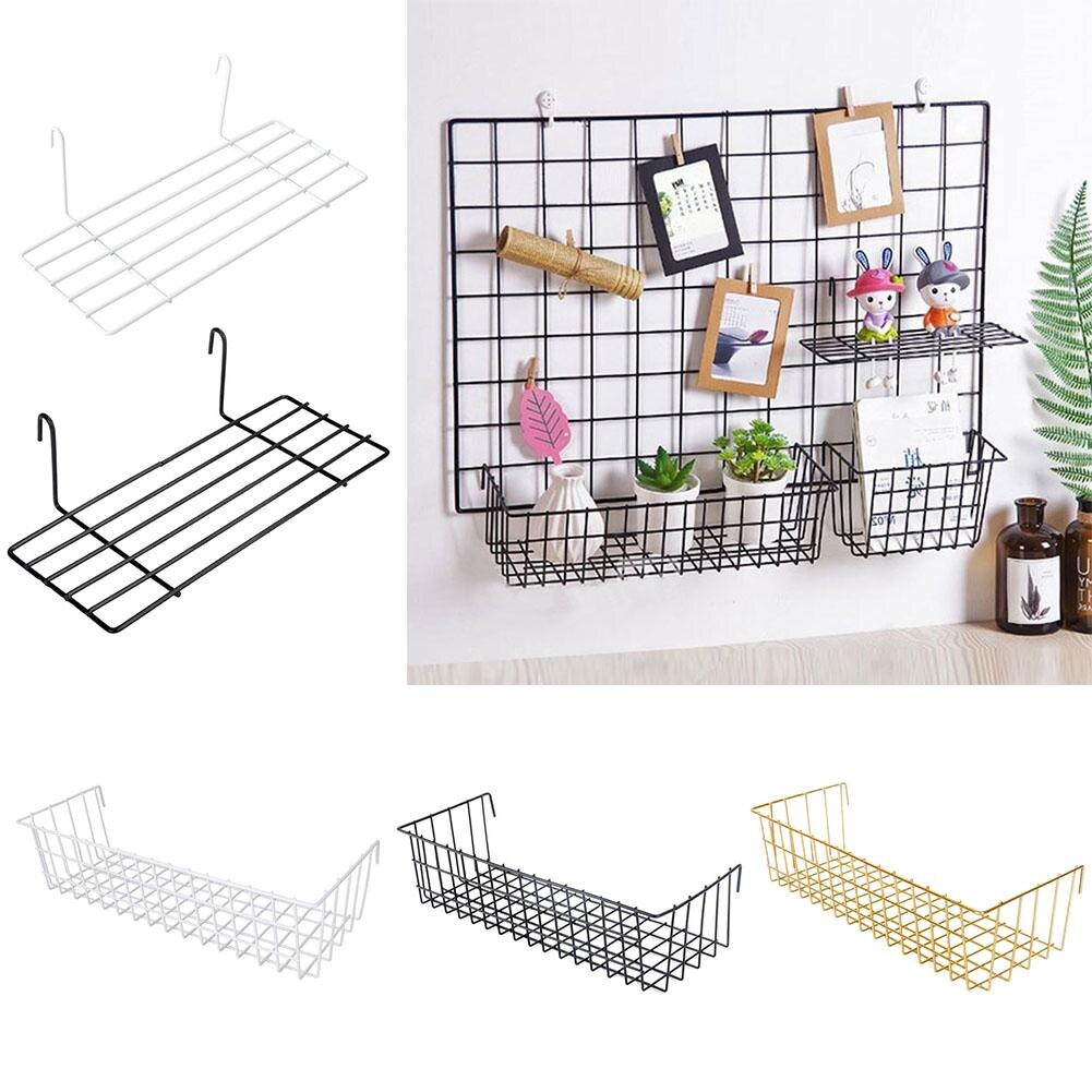 Wall Decoration Iron Frame Hanging Rack Wall Display Storage Box Multifunction Mesh Wire Metal Wall Shelf