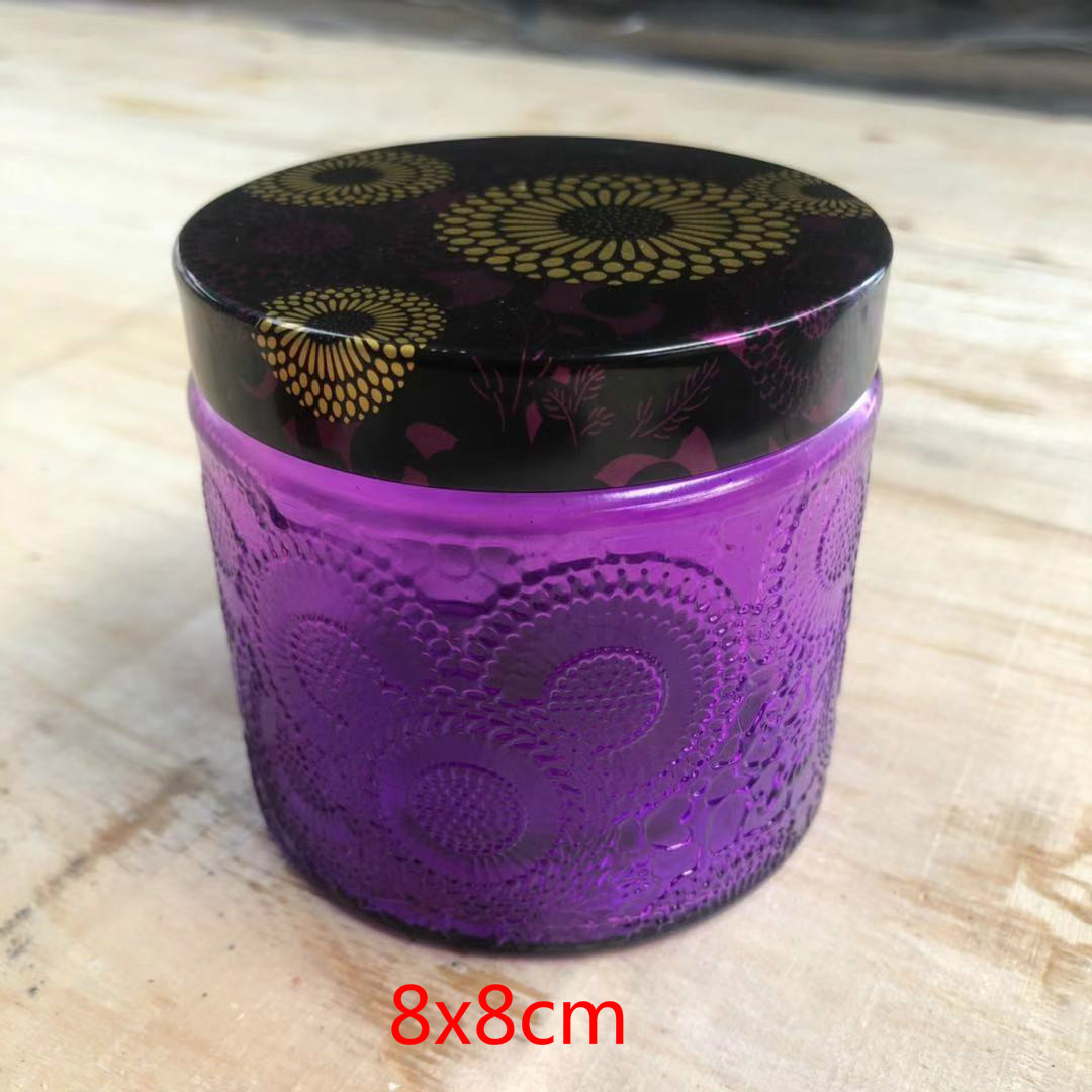 2 stk duft stearinlys flaske præget stearinlys kop hjemmelavet duft stearinlys materiale diy stearinlys beholder opbevaringskrukke: Lilla (l)