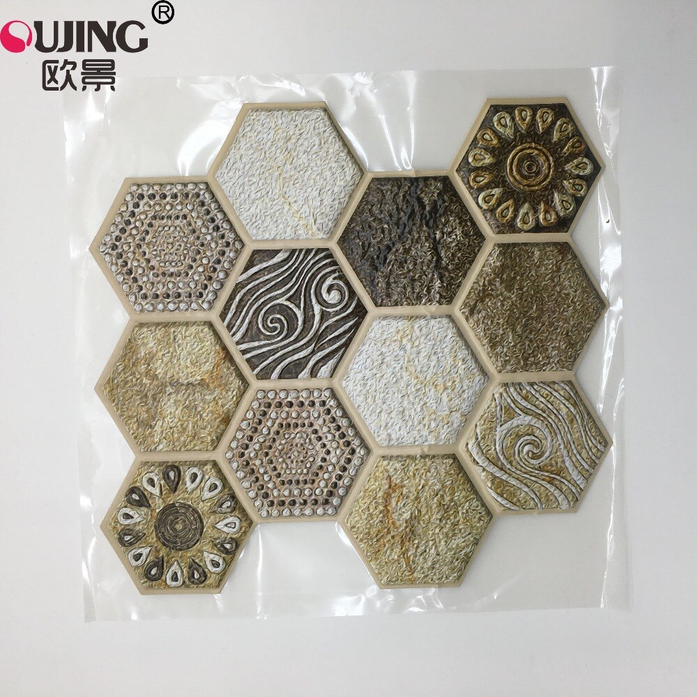 Carreaux muraux autocollants muraux 3D hexagonaux, 30x30cm x 1 pièce, Stickers muraux en PVC, pour cuisine, salle de bains, ligne artistique, décoration pour la maison