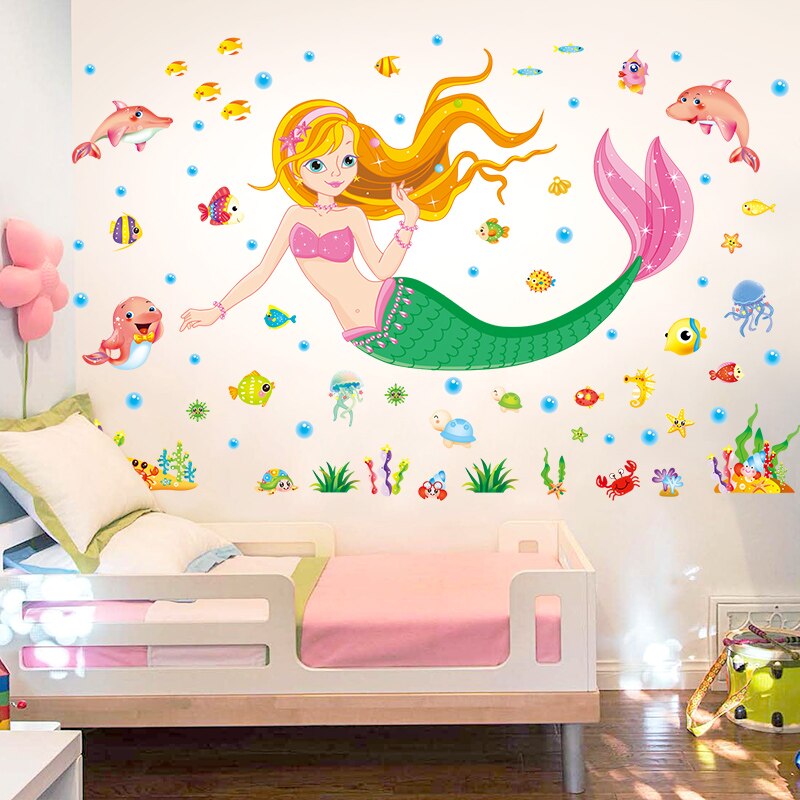 Cartoon Girl Wall Stickers DIY Children Walll Decals for Kids Rooms Baby Bedroom Nursery Home Decoration