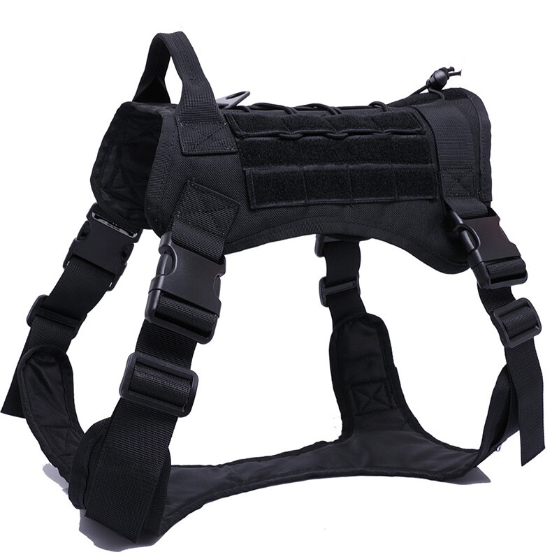 Dog Harness German Shepherd Pet Dog Vest With Handle Nylon Bungee Dog Leash Harness For Small Large Dogs Puppy: Black / L