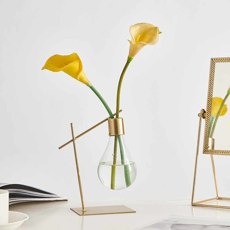 Glasvas med blomvas hem vardagsrum dekoration glödlampa hydroponisk vas bröllopstillbehör sovrum skrivbord tillbehör moderna