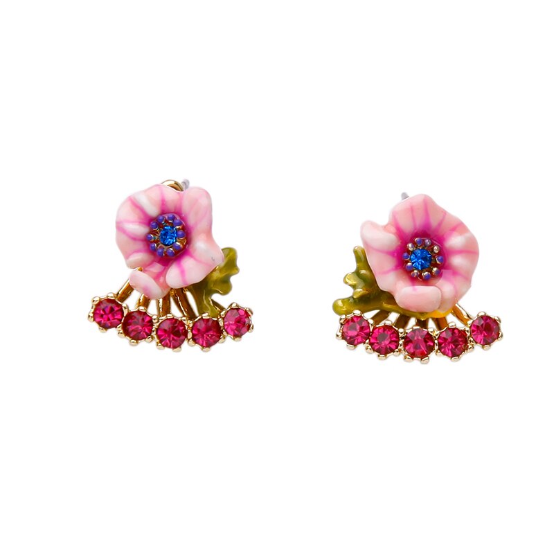 Boucle d'oreille en émail fleur, tendance limitée, Bijoux pour l'été et le printemps, tendance,: fan