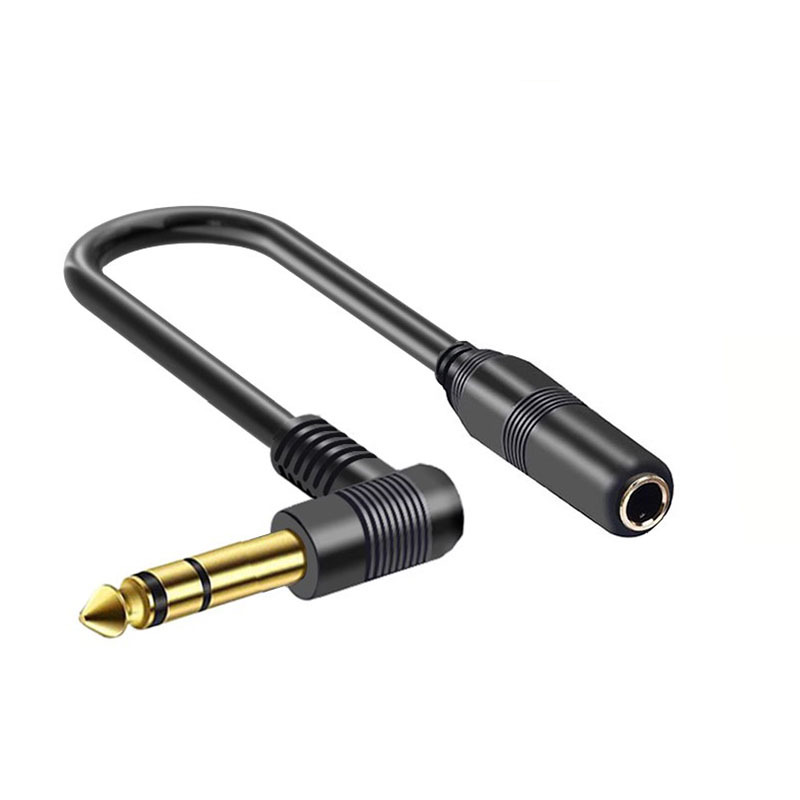 Zweikanaliges Gitarren-Verlängerungskabel Mono 6,35 TRS-Stecker auf 6,35 mm Ellenbogen 6,5 TRS-Buchse Audiokabel 0,1 m für Verstärker, Klaviere, Zuhause: Rot / 5m