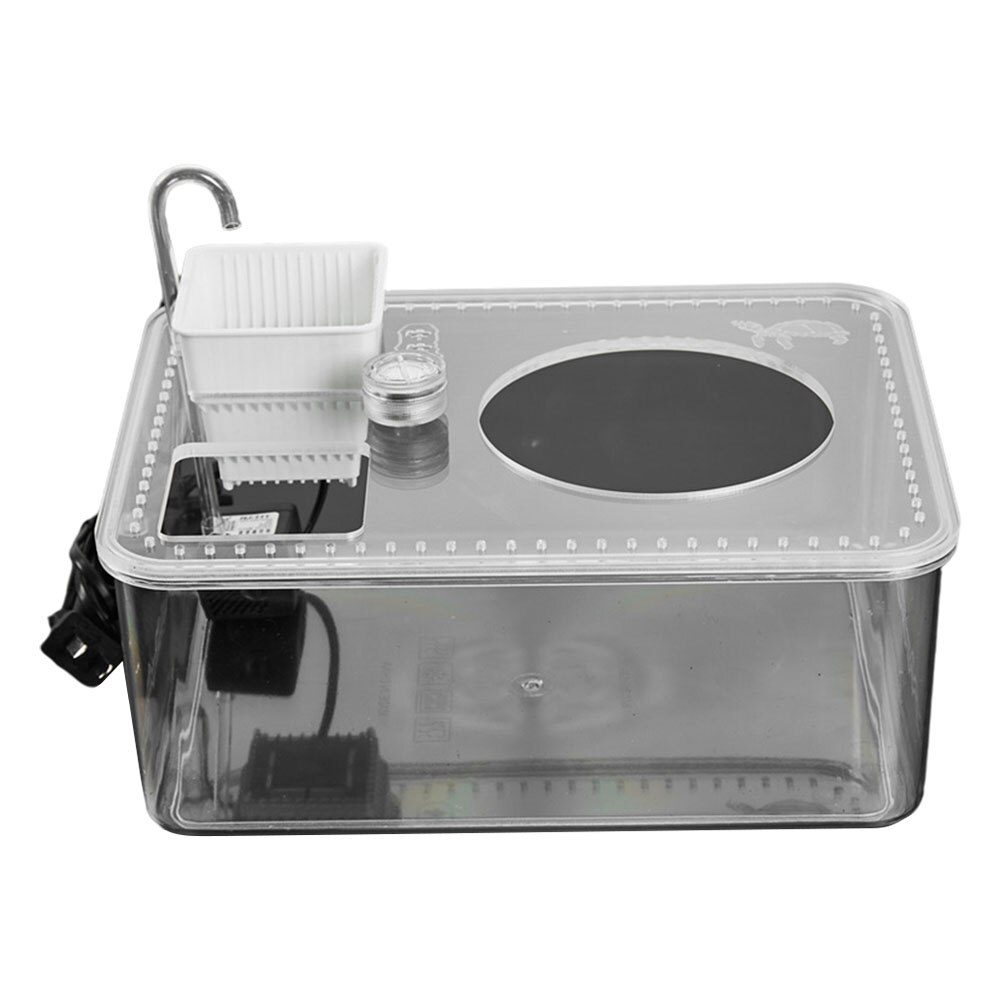 Turtle And Fish Landscaping Aquarium Turtle Tank Acrylic Feeding Box Water And Land Durable Plastic Amphibious Tortoise Pot: Default Title