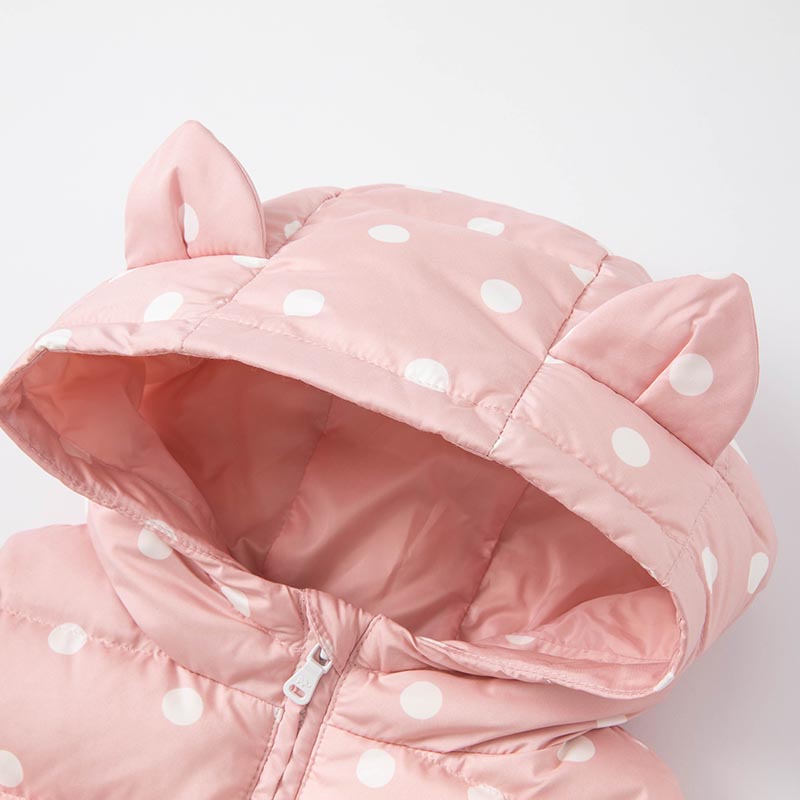 DBZ20191 Dave Bella Winter Baby Meisjes Ultra Licht Bodywarmer Dots Mouwloze 90% Witte Eendendons Padding Jas Kinderen Jas