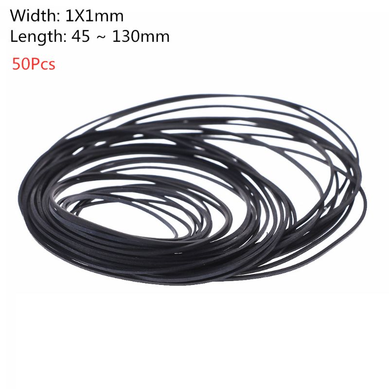 50 pièces/sac 1mm mélange Cassette bande Machine ceintures assorties plat caoutchouc ceinture 45-130mm