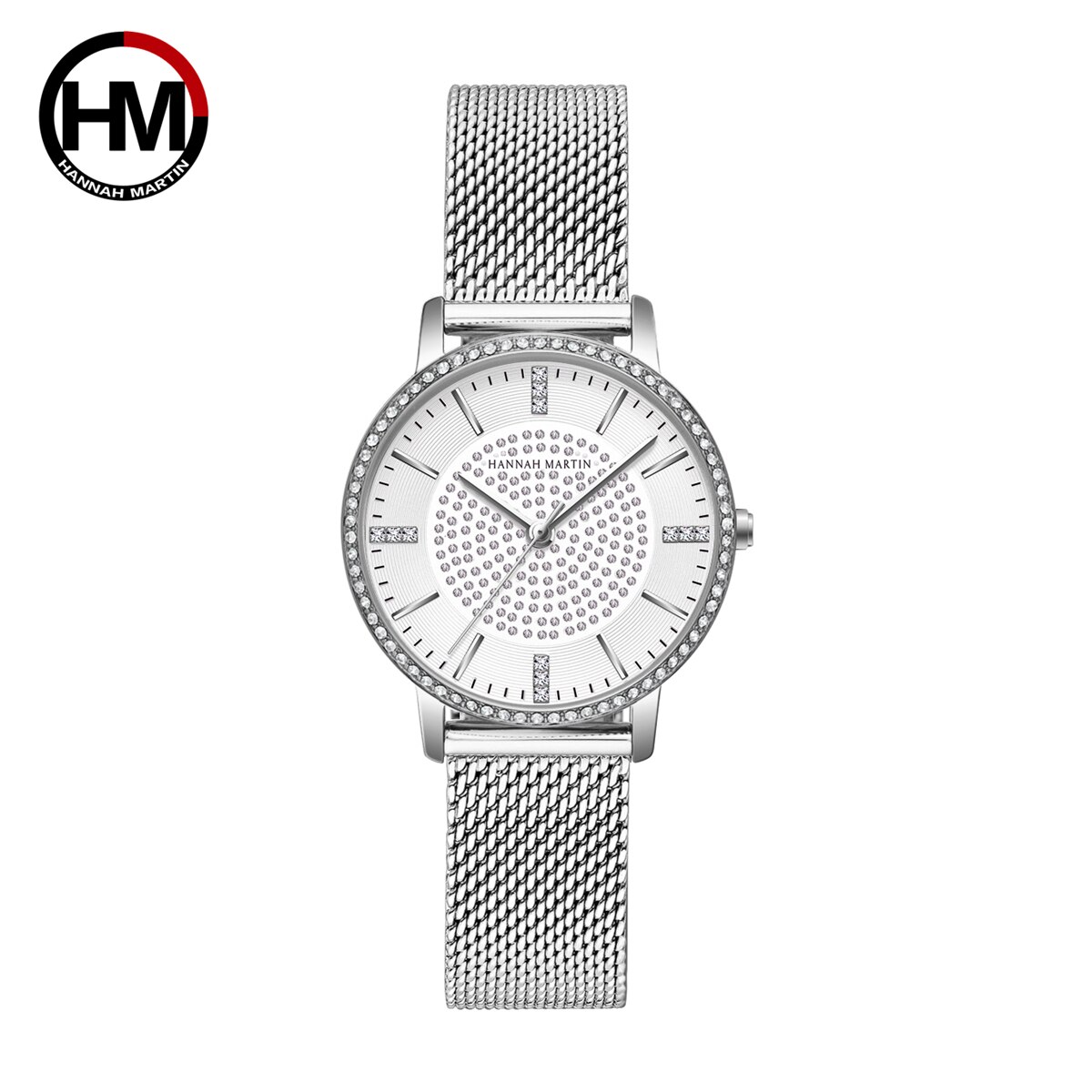 Hannah Martin Quartz Diamanten Horloge Voor Vrouwen Horloge Mode Luxe Dames Horloges Horloges Voor Vrouwen Reloj Mujer: full silver