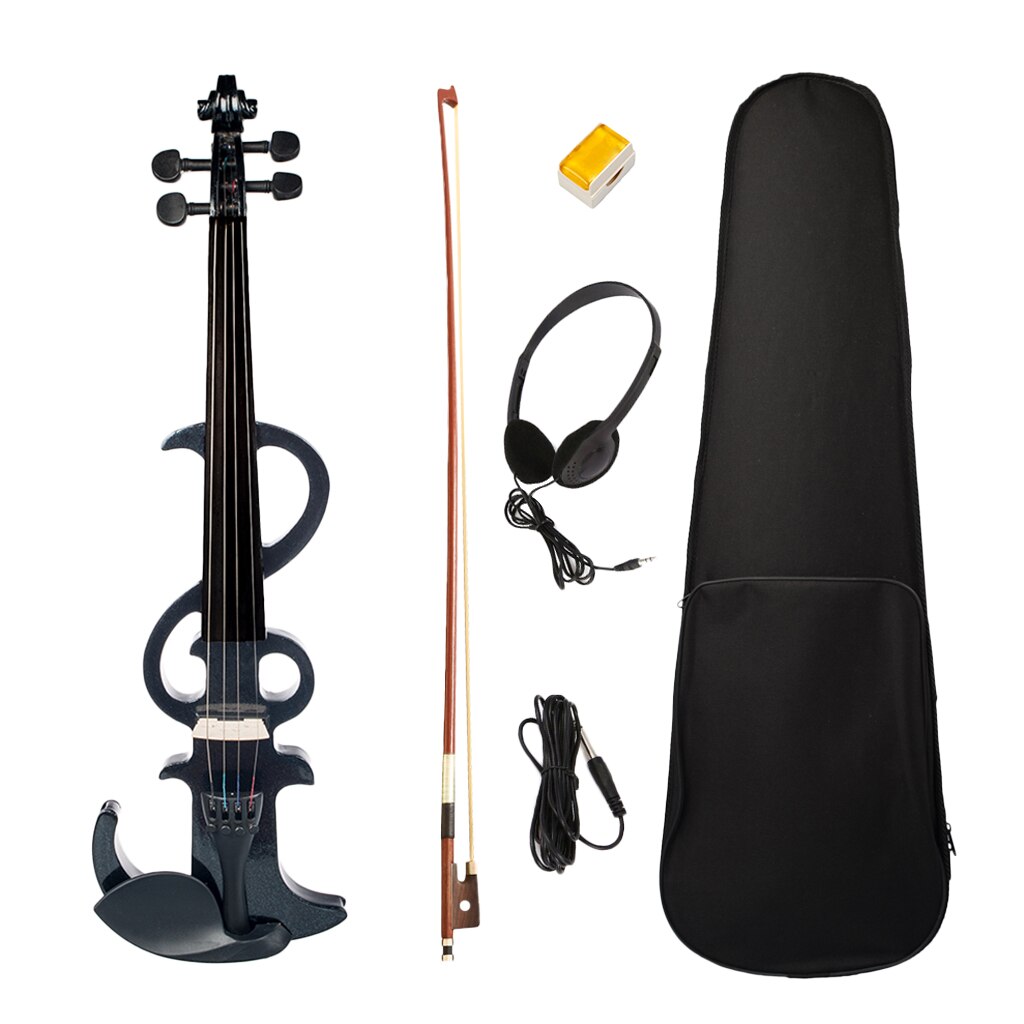 1 Set Full Size Elektrische Stille Viool Met Draagtas, Strijkstok, Hars, Hoofdtelefoon, Kabel, professionele Bowed Instrument