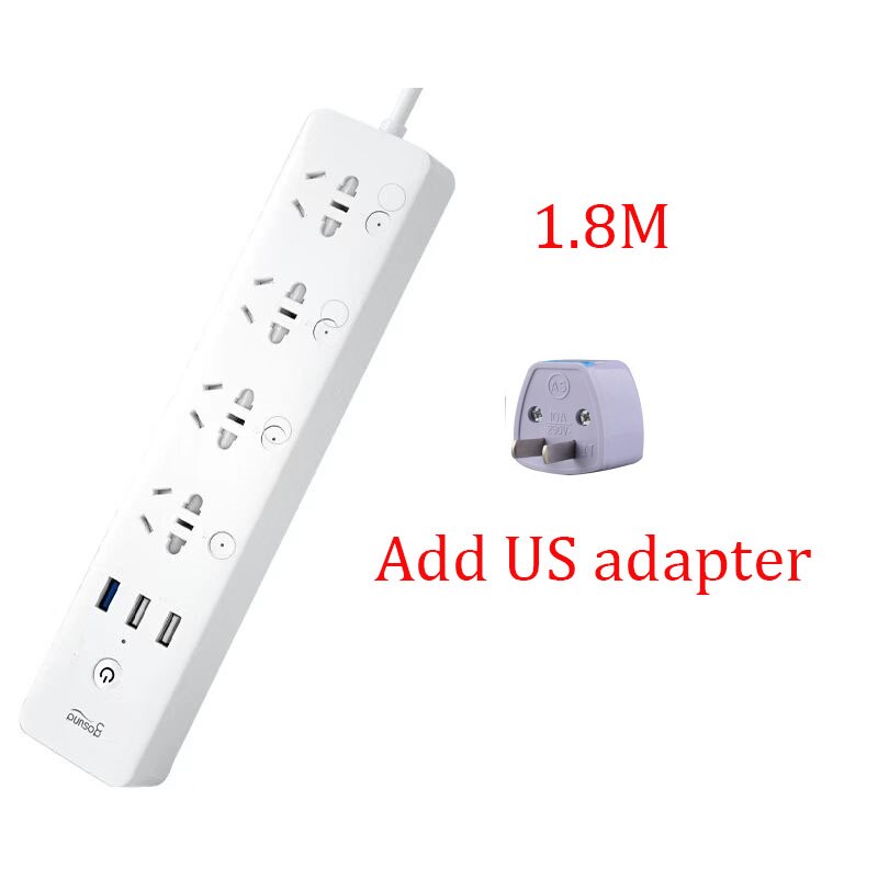 Youpin-regleta inteligente Gosund CP5, Control por voz WIFI, 4 enchufes, 3 USB, 18W, carga rápida, enchufes de extensión, funciona con la aplicación Mijia: add US adapter