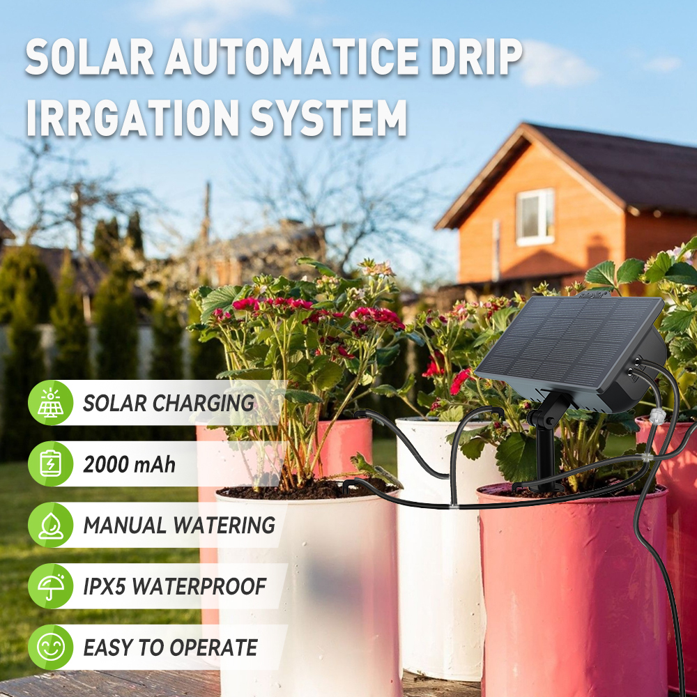 RAINPOINT Solar Irrigation System For Garden Balcony Automatic Drip Irrigation System DIY Garden Watering System