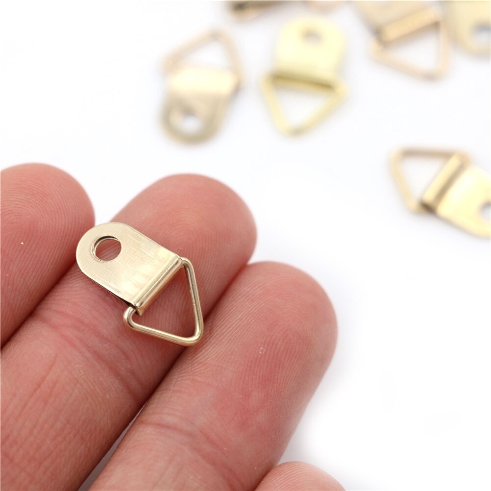 Gancho de pared para colgar en la pared, accesorios para muebles, espejo de pintura al óleo, marco de fotos artísticas, Triángulo Dorado de 100 piezas