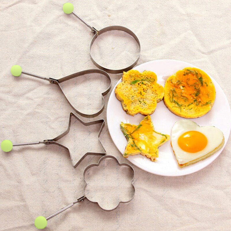 Moldes de acero inoxidable para freír huevos y tortitas, herramientas de cocina, accesorios de cocina, 5 unids/set por juego