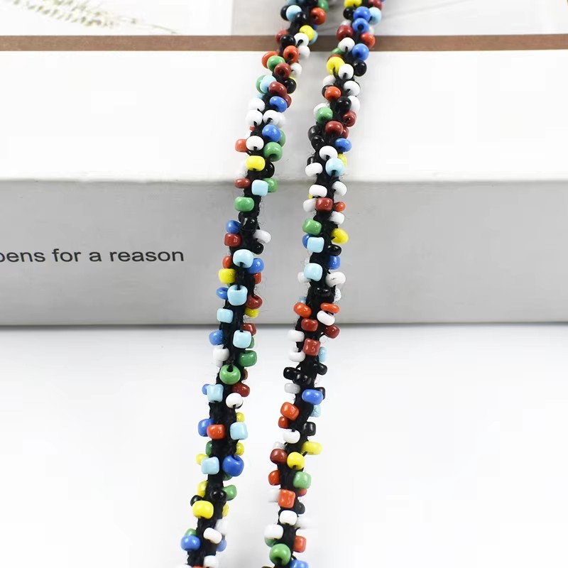 1/2/4/8M 5mm Kralen Kant Trim Lint Glas Kraal Koord Gordijn Trouwjurk decoratieve Ketting Portemonnee Veters Kleding Rand Versieringen: Multi-Colored / 3Yard