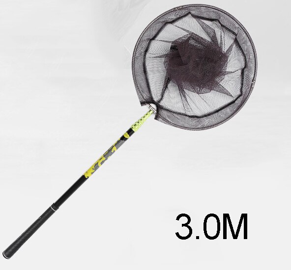 Fishing landing hand Nets 4M 3M 2.1M Folding Carbon rod Nylon Collapsible steel Tackle tank Hole Depth Dipfor fishing A239: 3m pole and net