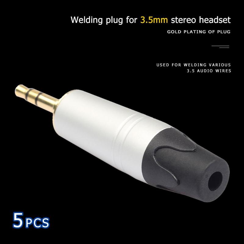 5 stücke 3 Pole Gold-überzogene 3,5mm Lot Verbinder Reparatur Kopfhörer Jack Stecker