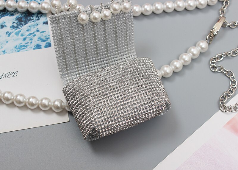 Silber Schwarz PVC Strass Taille Packungen Frauen Perle Kette Taille Gürtel Mit Münze Tasche Nette Mini Frauen Straße Perle Randbereich taille Tasche