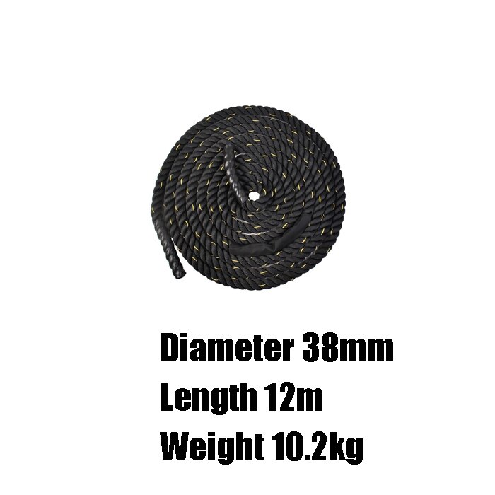 38mm 9/12/15m Power Training Rope Body Strength Training Sport Fitness Exercise Heavy Black Battling Rope Muscle Workout Ropes: 12 m