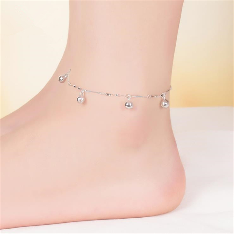 Kofsac sommerstrand ankler fodarmbånd 925 sterling sølv kædeled ankelkæde til kvinder små klokker fodsmykker