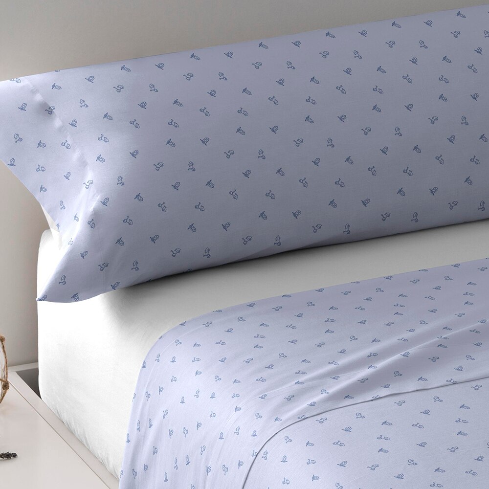 PimpamTex- Juego de sábanas para cama 90 100% Algodón | Ropa de cama con 3 Piezas y Estampados Originales | Sábanas Cama IT/PT: Scooter skyblue