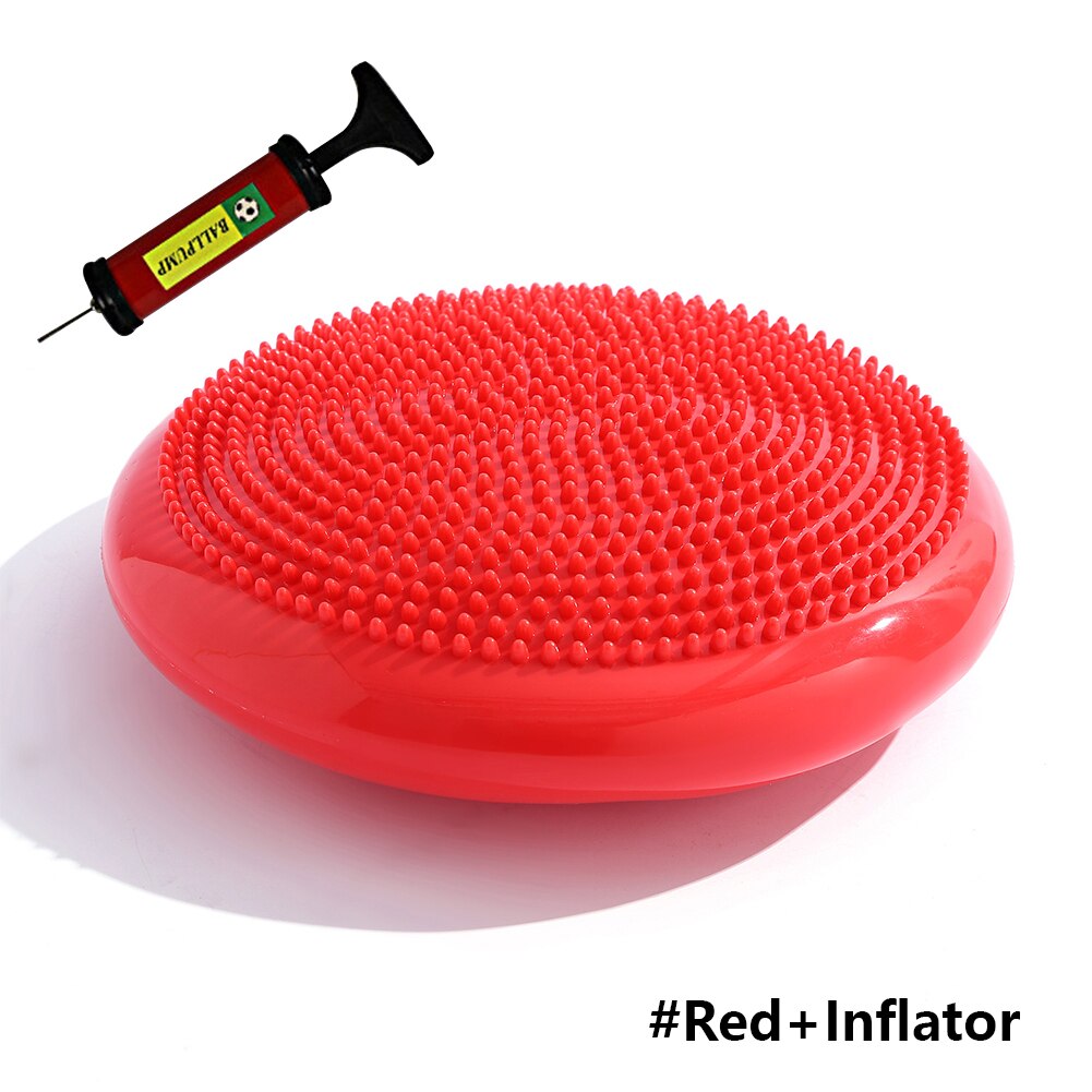 Yoga balls massage pad inflatable stability wobble balance disc cushion mat fitness exercise training ball: Red inflator