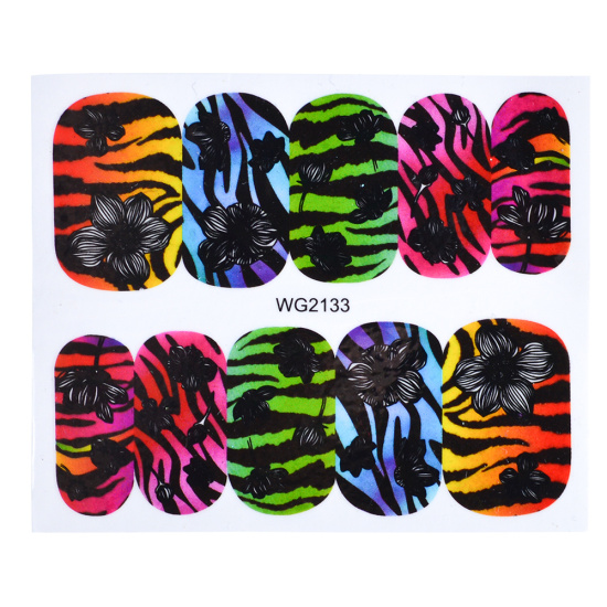 1pcs Bloem Bladeren Nail Sticker Decals Blossom Kleurrijke Slider Rose Water Volledige Wraps Nail Art Decoratie Bloemen Op Nagels CHWG: WG2133