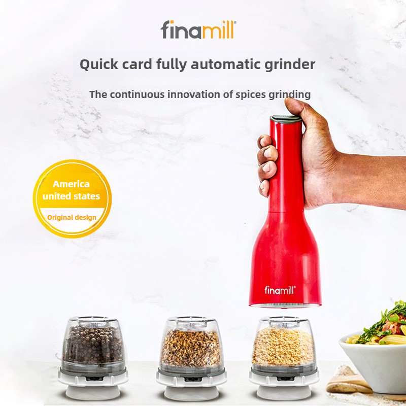Finamill Electric Pepper Grinder Household One-handed Automatic Sea Salt Pepper Sesame Seasoning Grinding Bottle