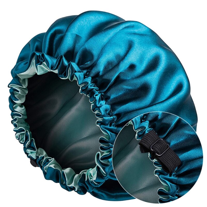 Satin Bonnet Sleep Cap Extra Large Double Layer Reversible Adjustable Night Sleeping Turban Hat Hair Wrap Head Cover: E