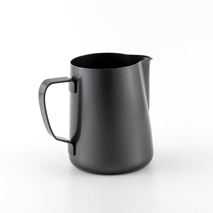 Melkopschuimkan van roestvrij staal - antiaanbaklaag van teflon , 400ml: Zwart / 400ml