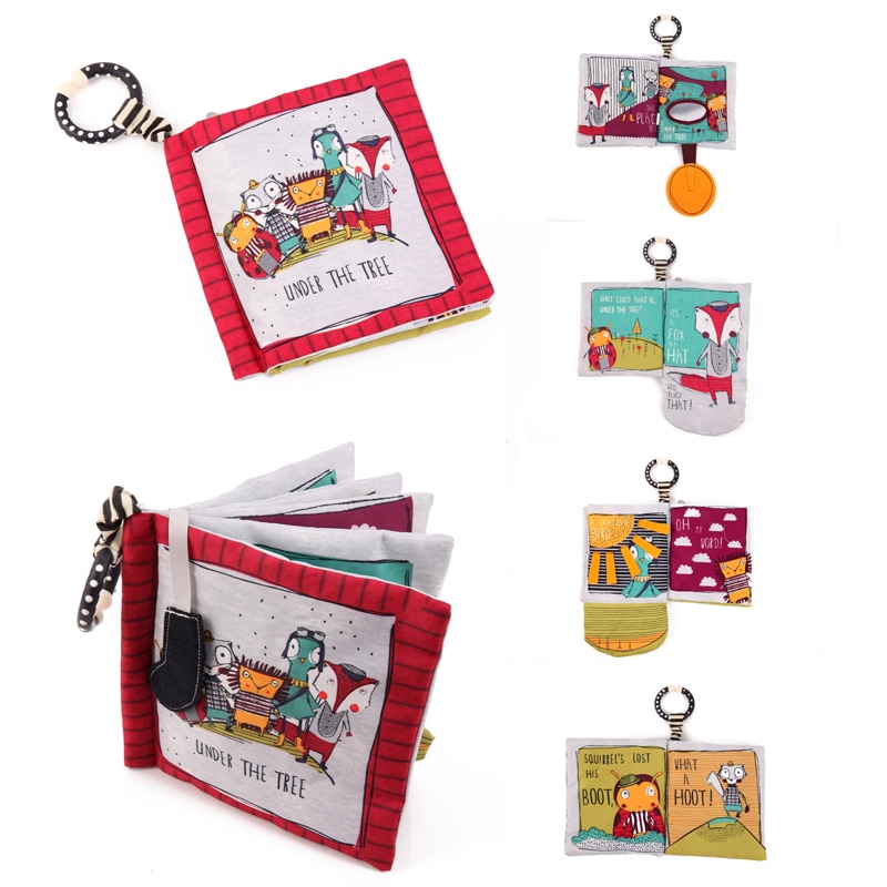 Soft Books Infant Early cognitive Development My Quiet Bookes baby goodnight educational Unfolding Cloth Book Activity Book DS19: red