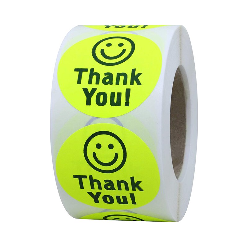 1 Roll/500Pcs Smiley Gezicht Stickers Gelukkig Gezicht Dank U Sticker Roll Cirkel Stippen Papieren Etiketten Beloning Stickers leraren Sticker: G16