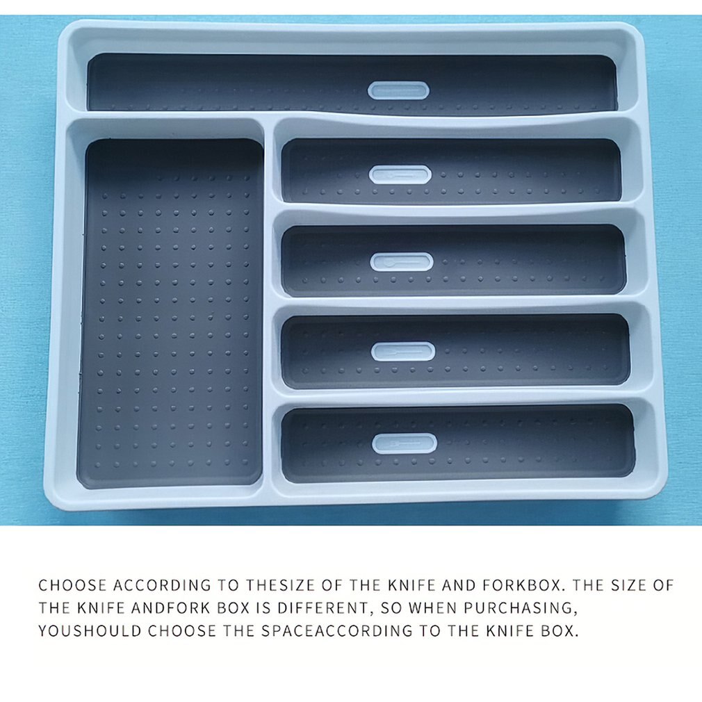Kitchen Cutlery Tray Drawer Organizer Silverware Utensil Storage Cutlery Tray 5/6 Sections Divider Kitchen Drawer
