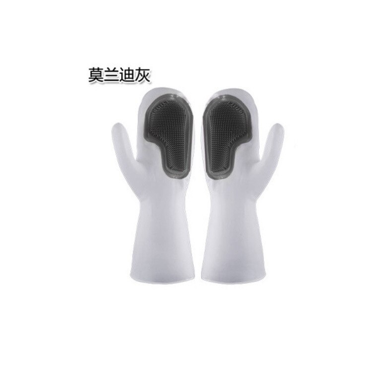 Guantes de limpieza para lavavajillas, guante de esponja de goma de silicona, limpiador para el hogar, manopla de limpieza de cocina, guante de silicona antiquemaduras: Gris