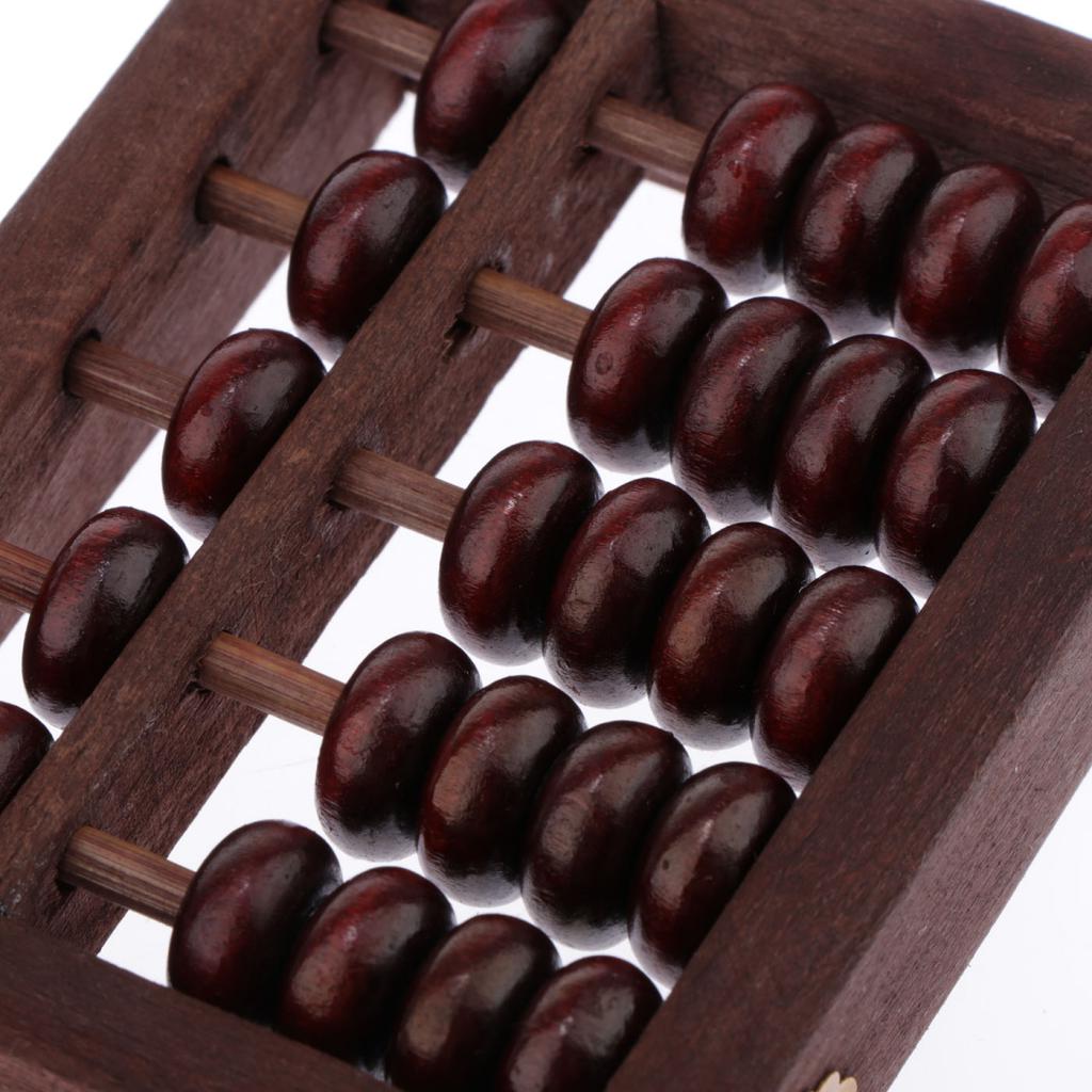 Vintage Chinese Houten Kraal 5 Staven Rekenen Abacus Met Doos Collectie