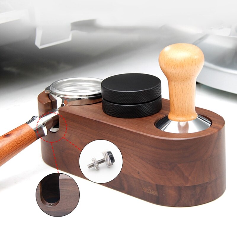 Walnut Wood Espresso Distributor Mat Coffee Tamper Stand Support Base Rack Coffee Filter Holder Coffee Machine Handle