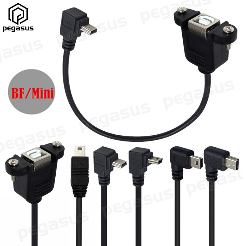0.5m USB 2.0 B Female to Mini 5Pin Male 90 Degree Elbow Up / Down / Left / Right / Straight USB Extension Cable