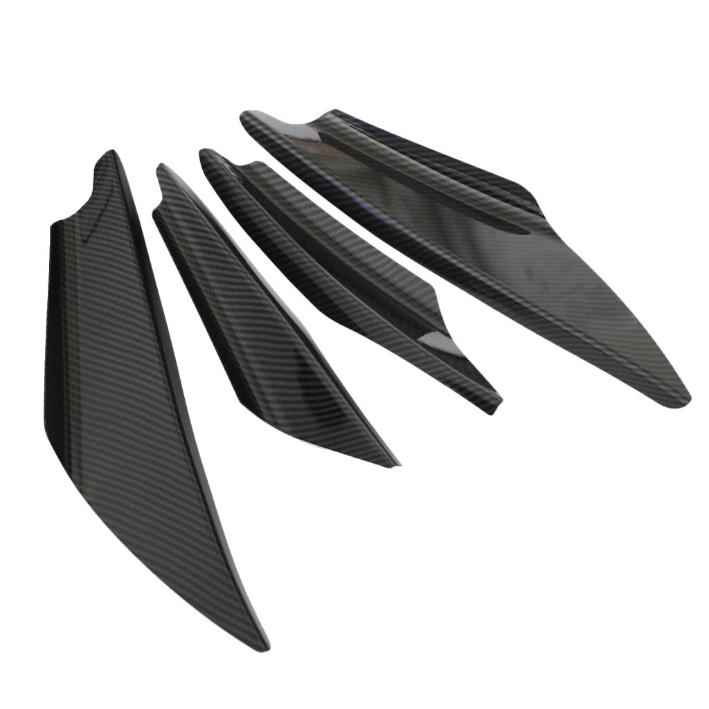 4 Pieces Universal Carbon Fiber Front Bumper Splitter Fins Trim Set Carbon fiber color