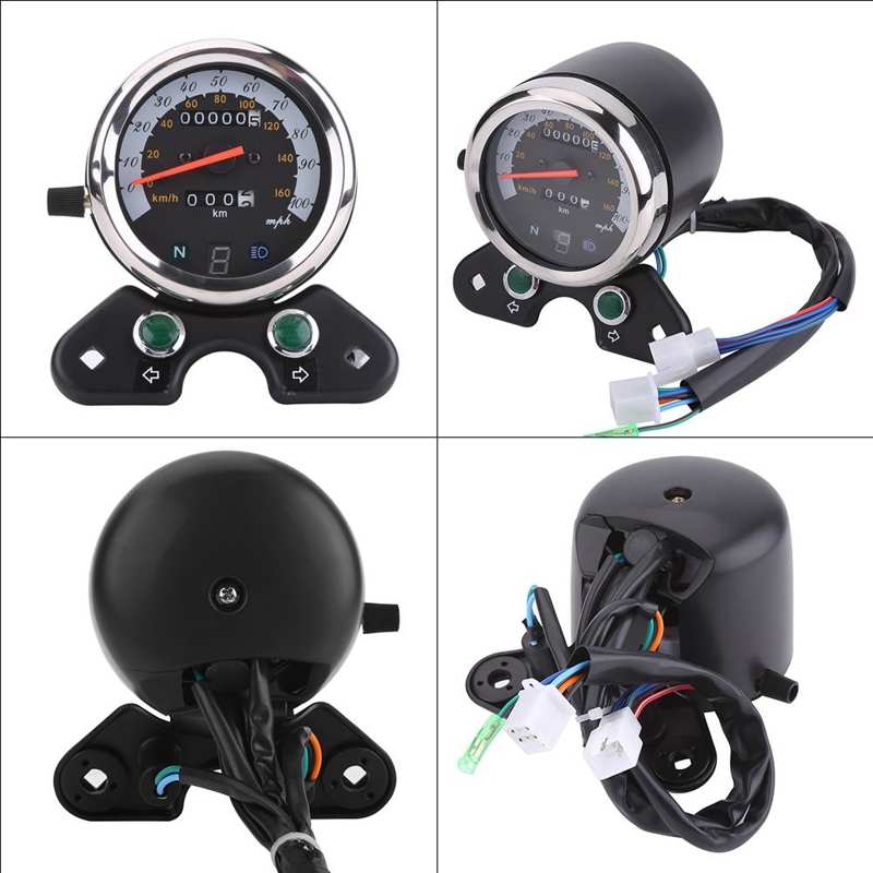 Universal Motorcycle Dual Odometer Speedometer Speedo Meter Gear Digital Display