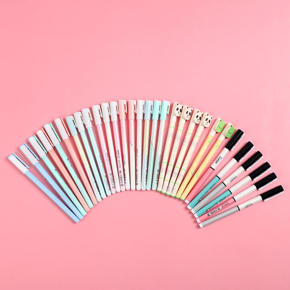 JIANWU 30 uds/50 Uds 0,38/0,5mm conjunto de bolígrafo de Gel de gran capacidad Bullet diario plumas tinta negra penCute Colegio estacionario tela suministros