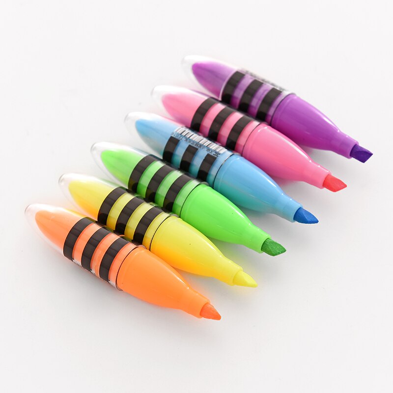 6 uds. Rotuladores bonitos con de abeja, rotuladores para niños, bolígrafos para pintar, Material Escolar, artículos de papelería Kawaii